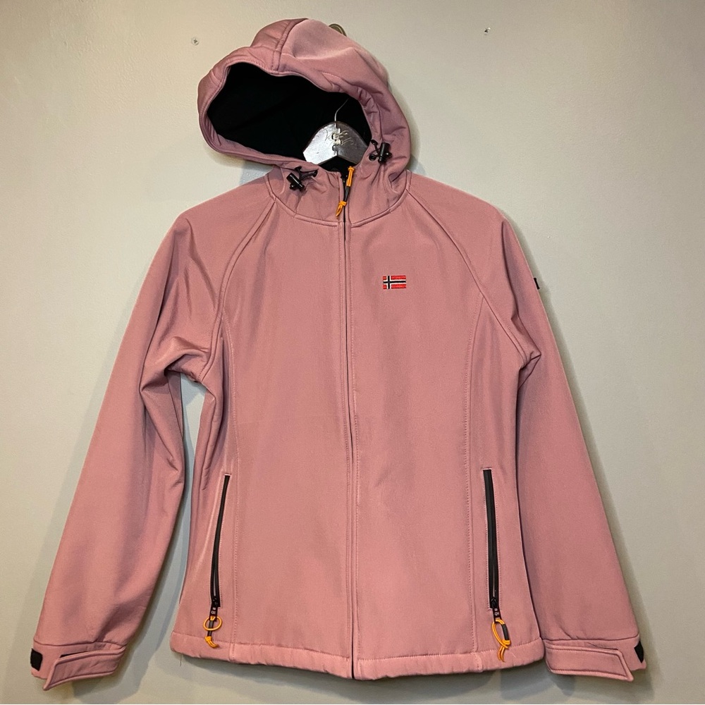 Geographical Norway Pink Hooded Softshell Jacket Size 10